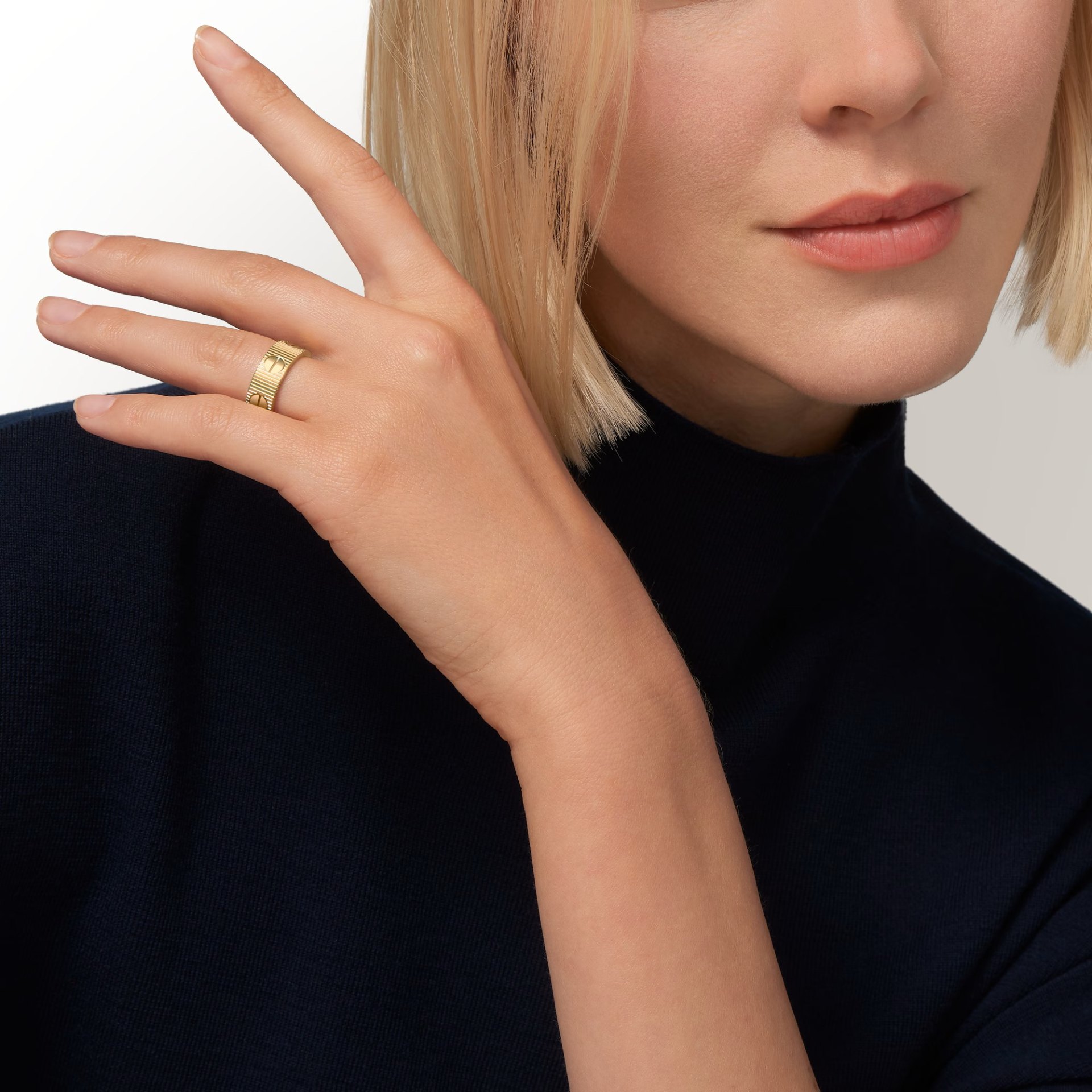 Fine jewelry ring styled on hand
