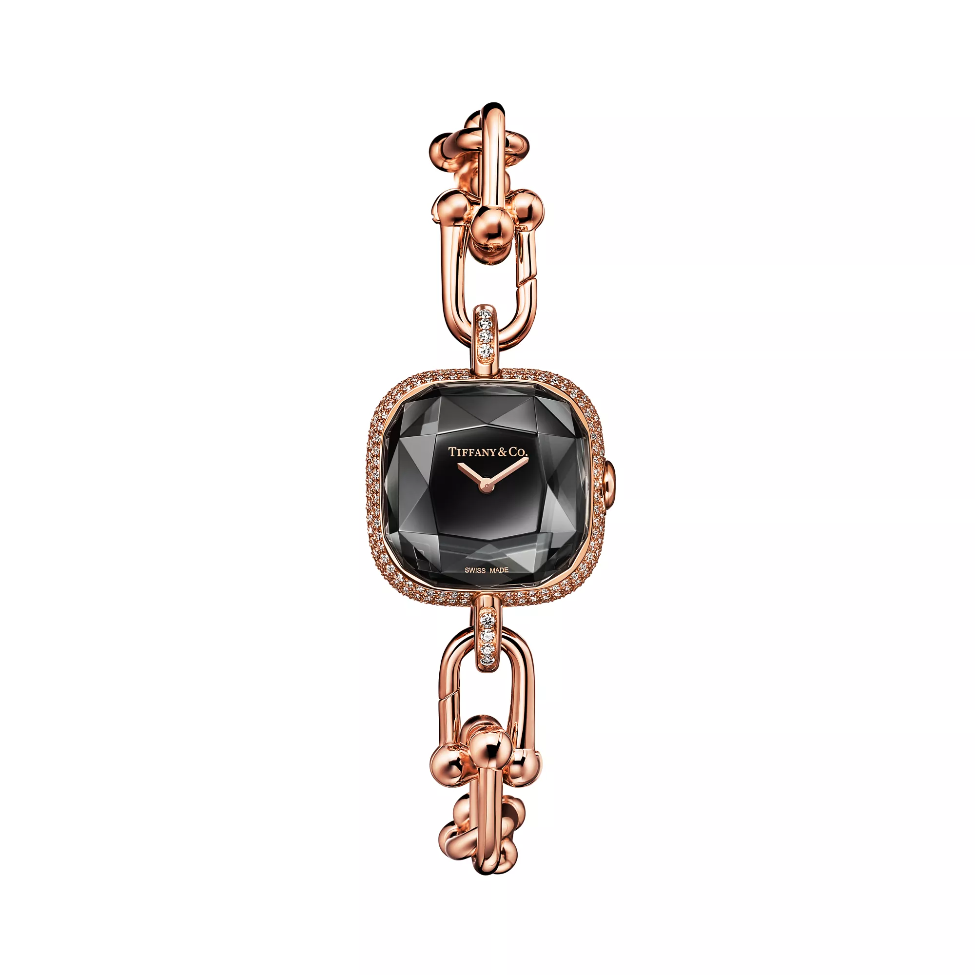 Rose-gold black-dial watch product photo